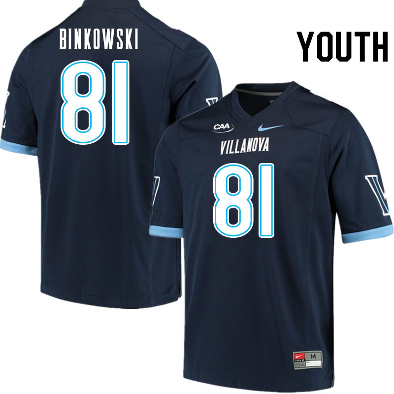 Youth #81 Brandon Binkowski Villanova Wildcats College Football Jerseys Stitched Sale-Navy